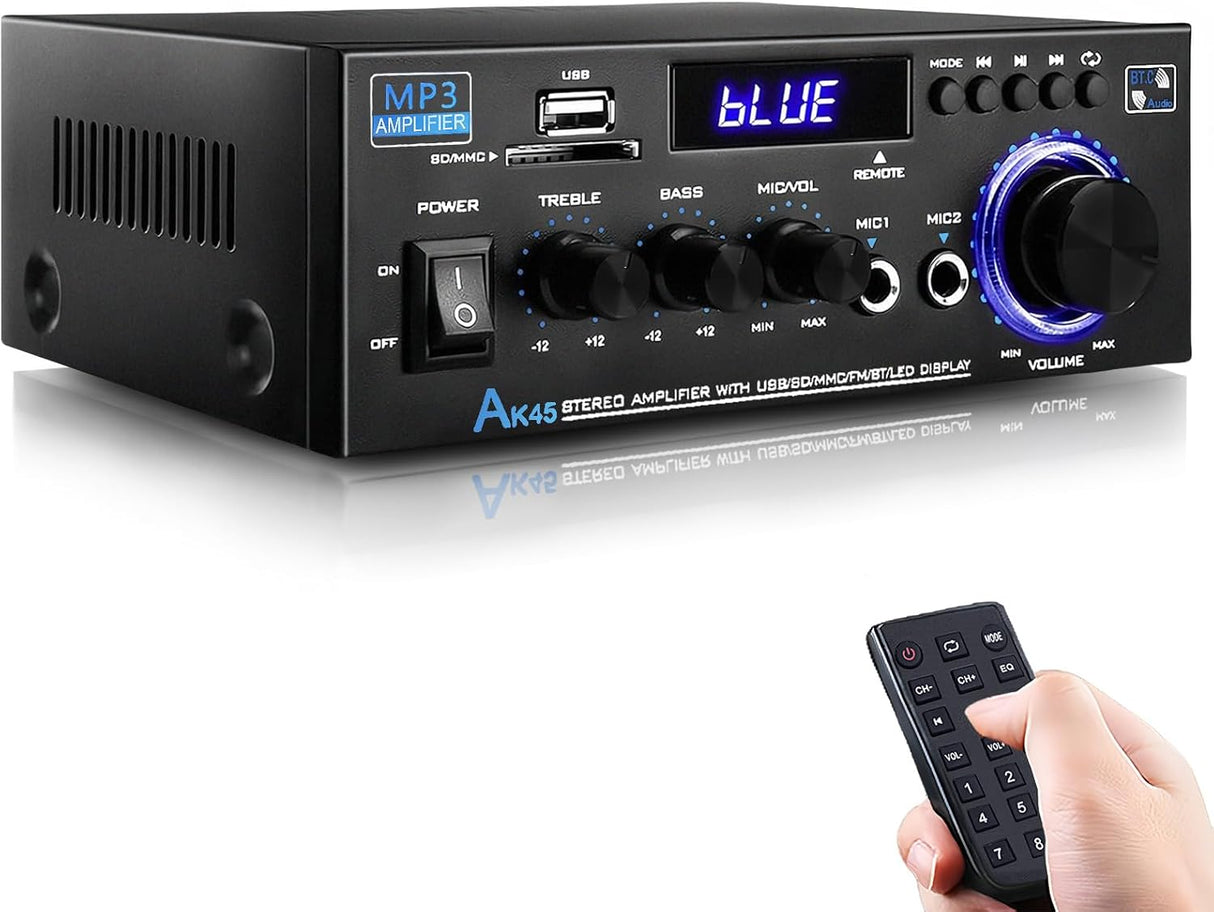 Amplificador Estéreo Bluetooth 5.0, 300W, 2.0 Canal, AK45