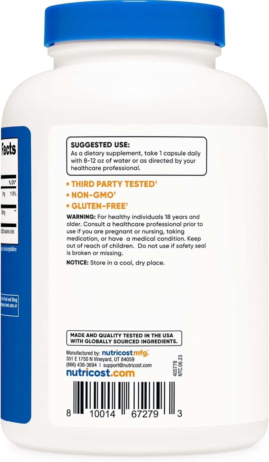 Suplemento Nutricost GABA ácido gamma aminobutírico 240 und