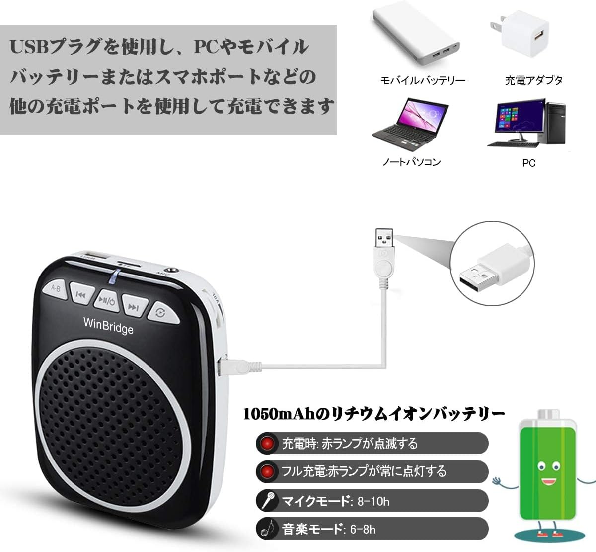 Amplificador de Voz Portátil Recargable con Micrófono WB001