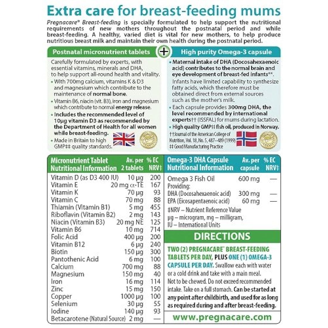 Vitabiotics - Pregnacare - Lactancia materna - 84 comprimidos