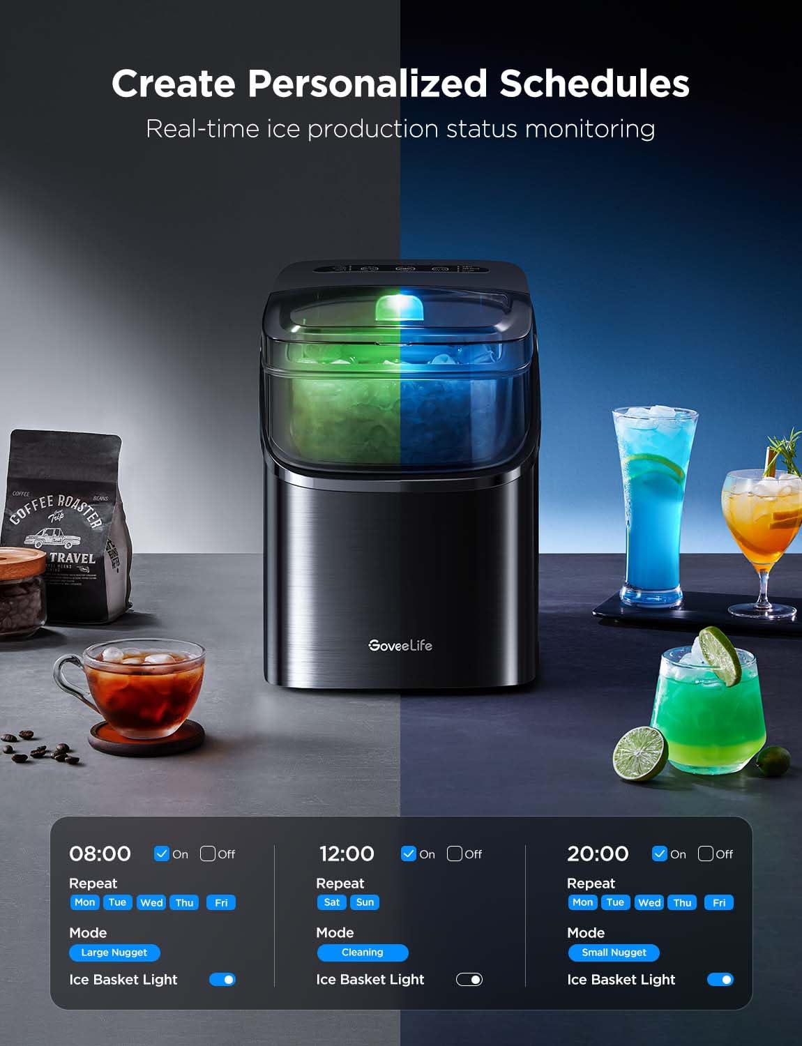 Máquina de Hielo GoveeLife, 26lbs/24h, Control por Voz, RGB