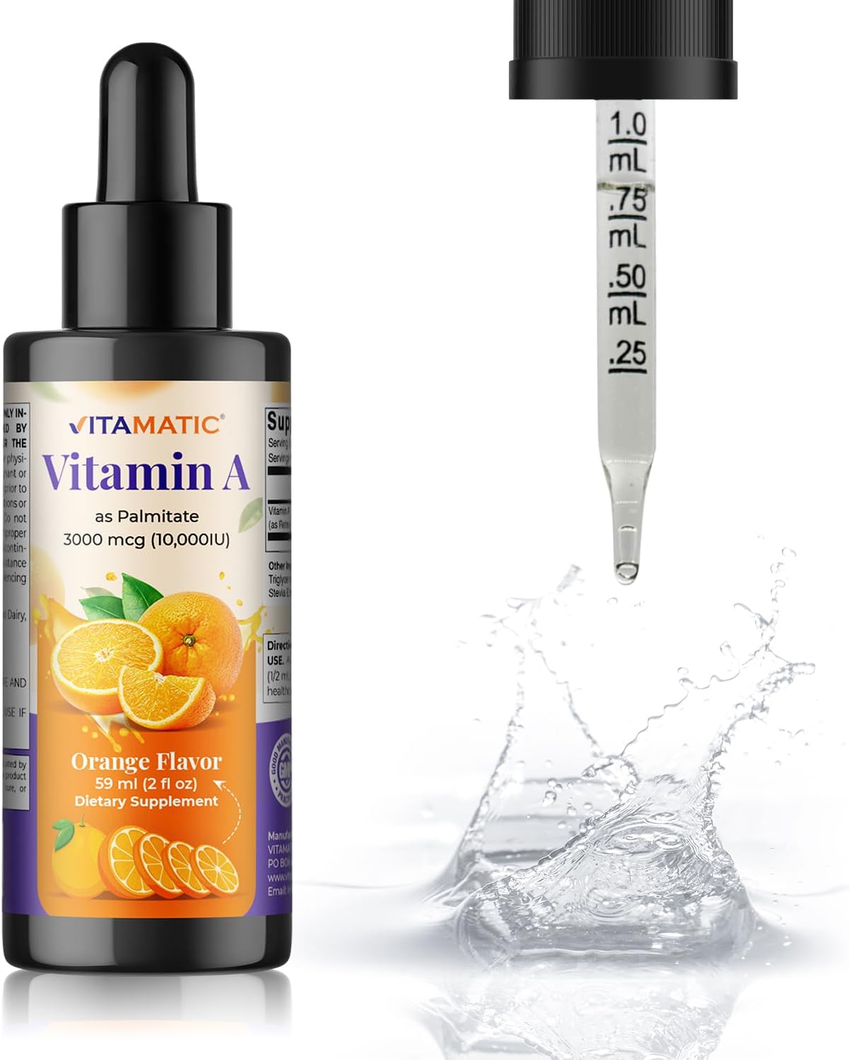Vitamatic Vitamin A Líquido Sin Azúcar 10,000 IU 2 oz