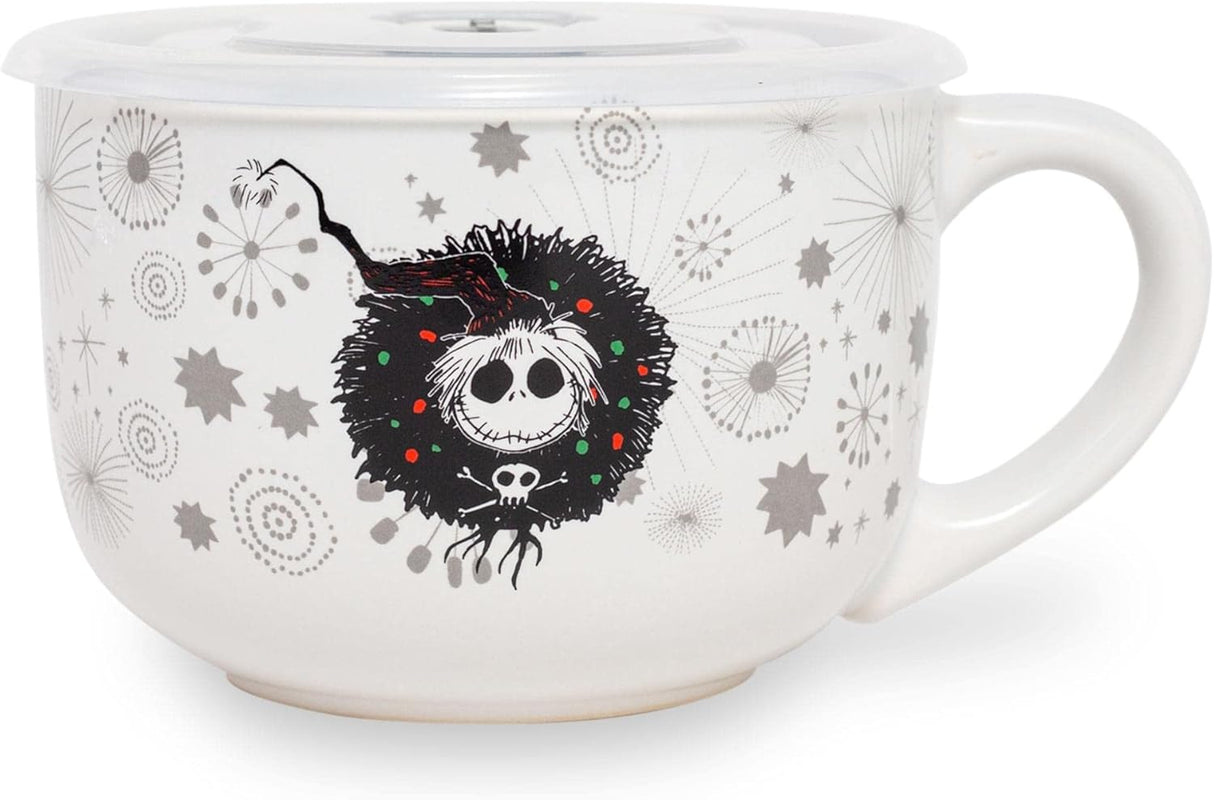 Tazón de Cerámica Disney Jack Skellington con Tapa Ventilada