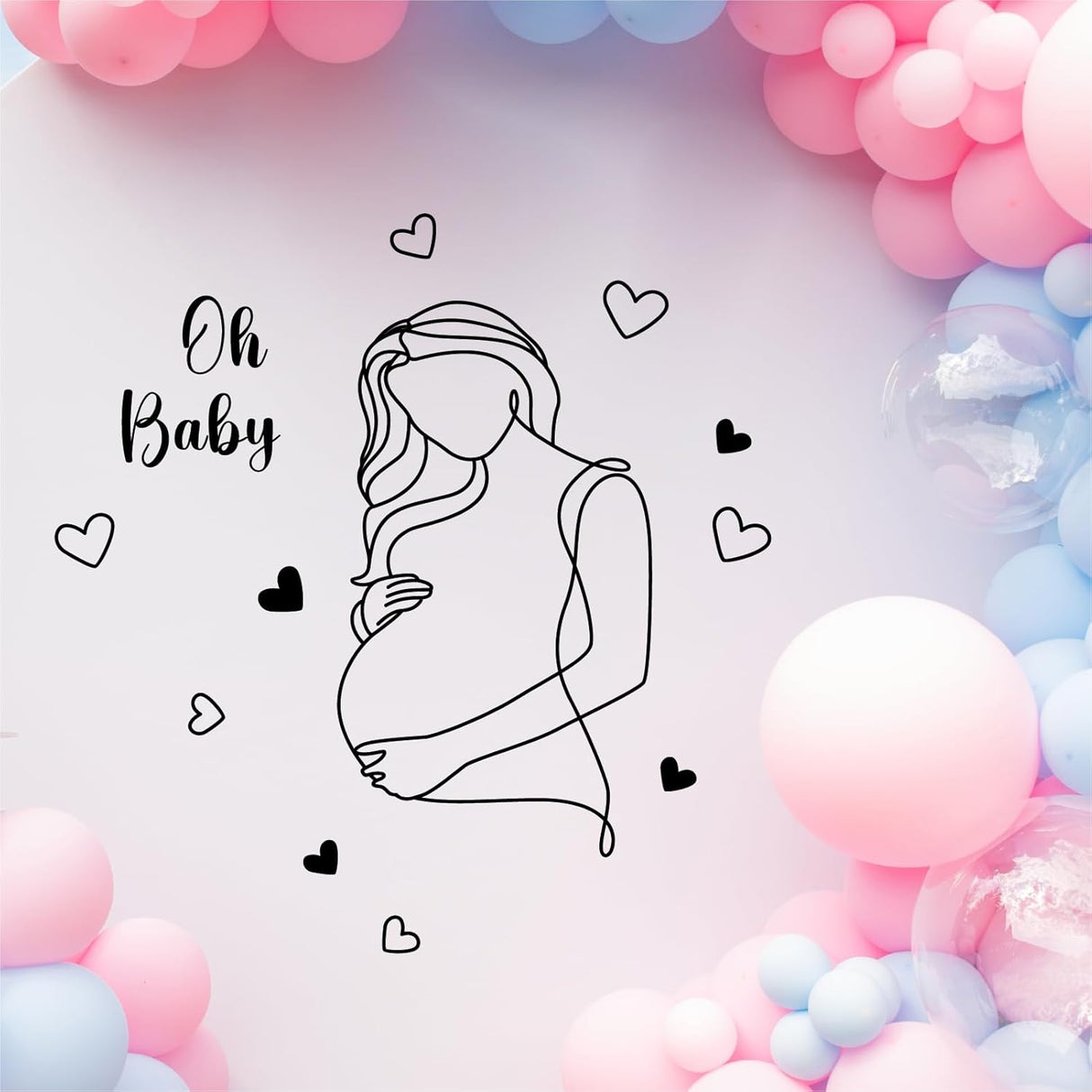 Vinilo Decorativo Oh Baby para Baby Shower - Arte Embarazo