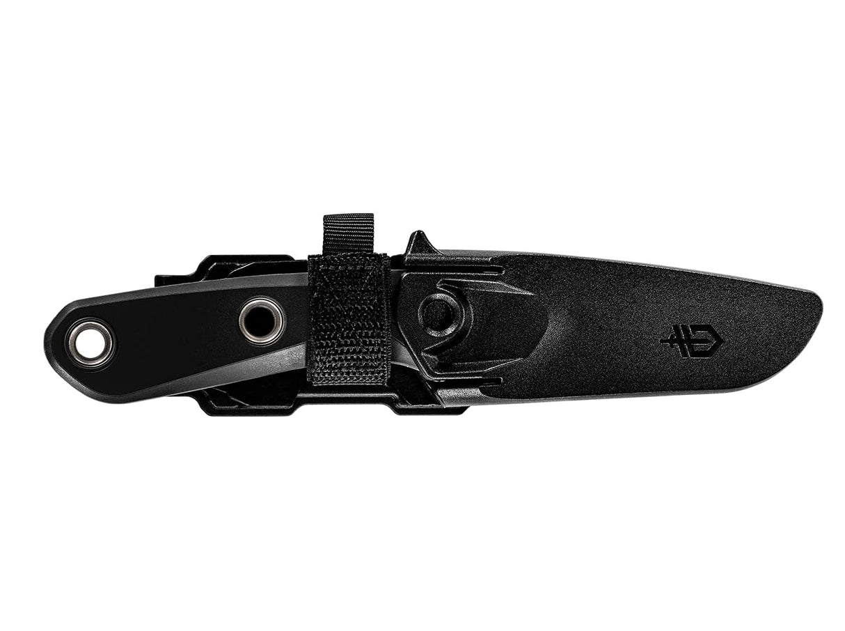 Cuchillo de hoja fija con funda, color negro