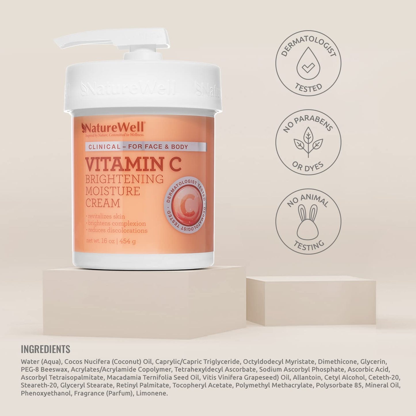 Crema hidratante iluminadora con vitamina C NATURE WELL