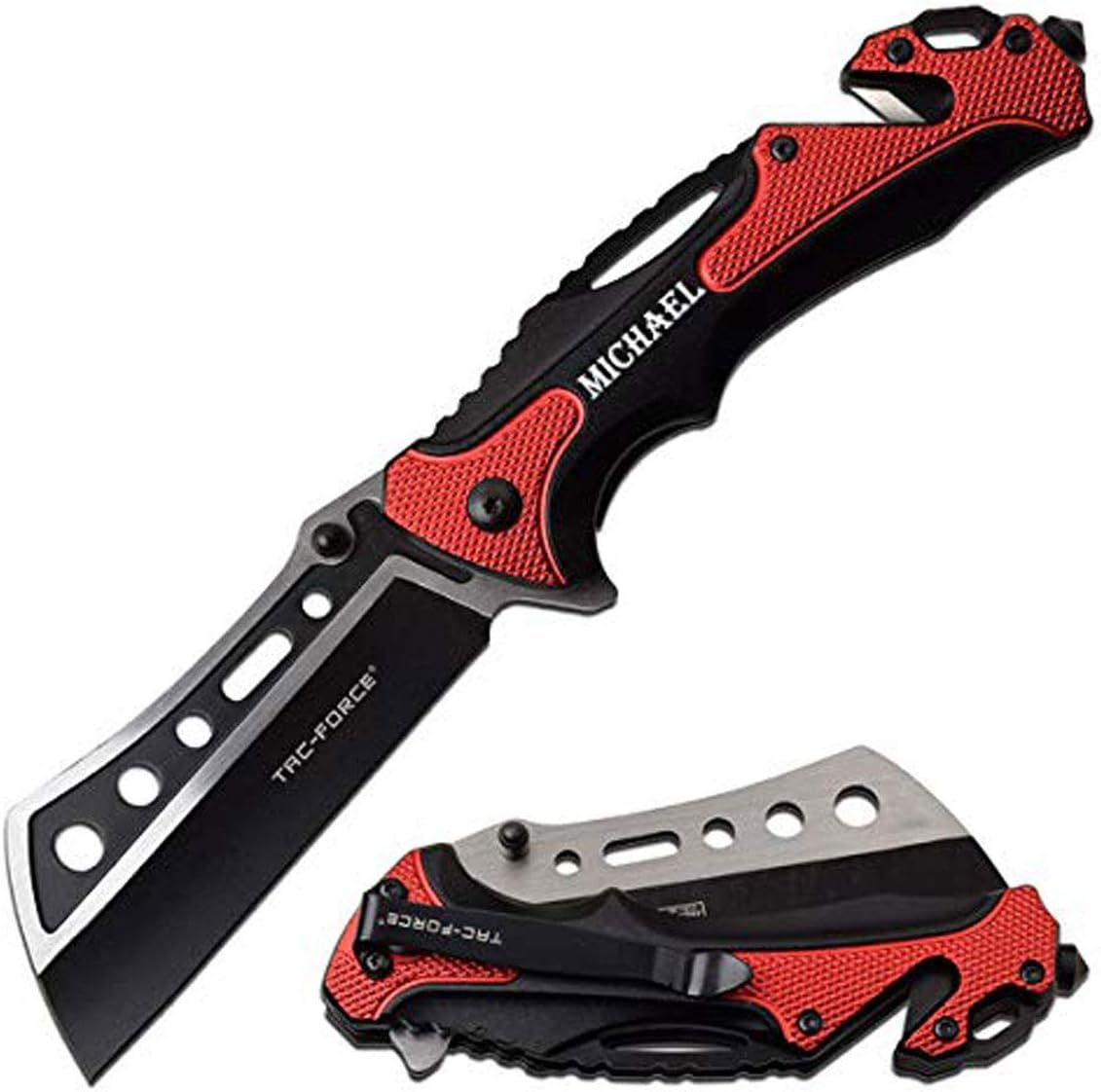 Cuchillo grabado para regalo de hombre, color rojo/negro