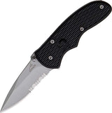 Cuchillo de extracción mini rápido, borde dentado, negro