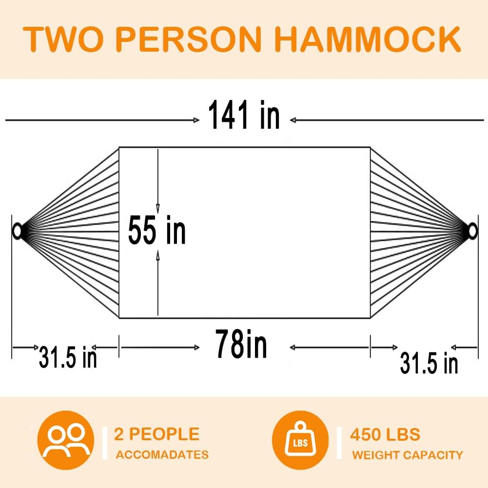 Hamaca Doble Lazy Daze 12 FT, con barra, 450 lbs, exterior
