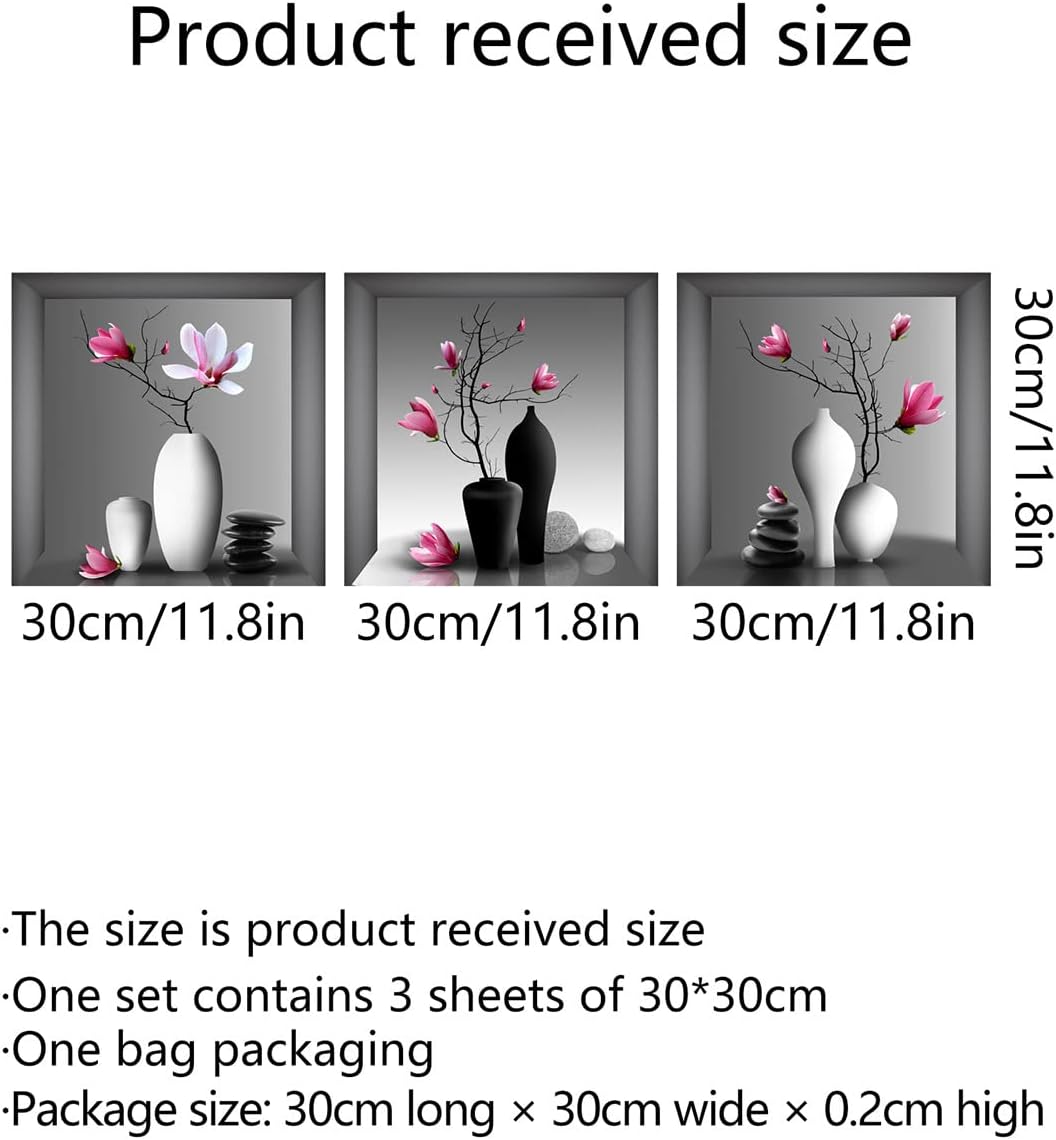 Stickers 3D Jarrón Orquídea, Decoración Pared, Modelo VASE ORCHID