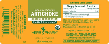 Suplemento Extracto líquido de alcachofa orgánico 30 ml