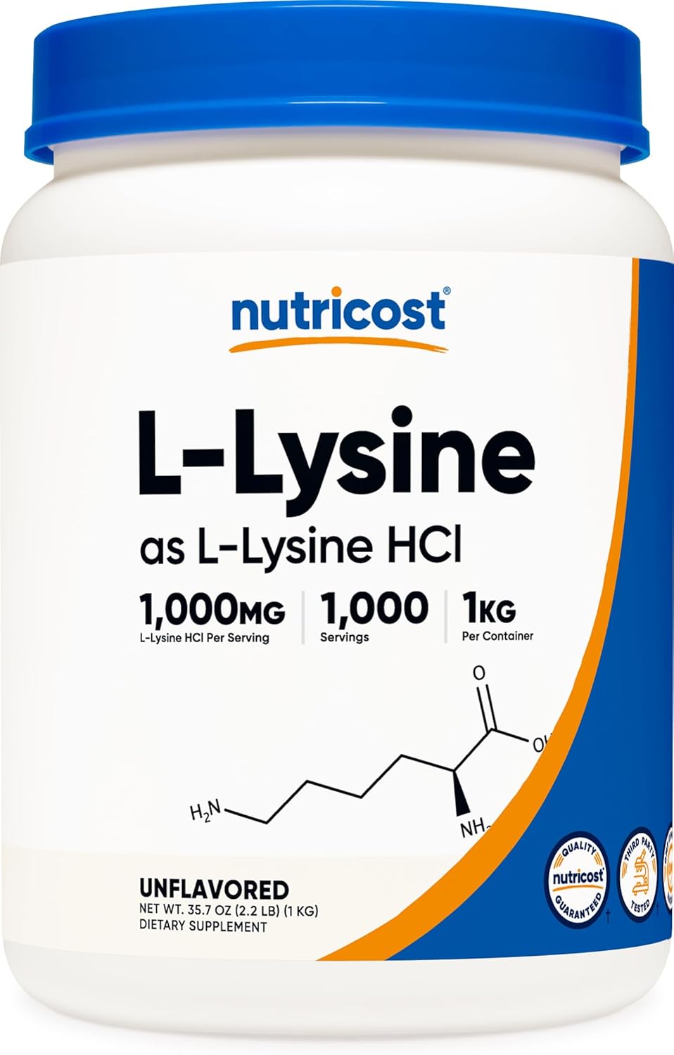 Nutricost L-Lisina en Polvo 1KG - Sin GMO, Sin Gluten