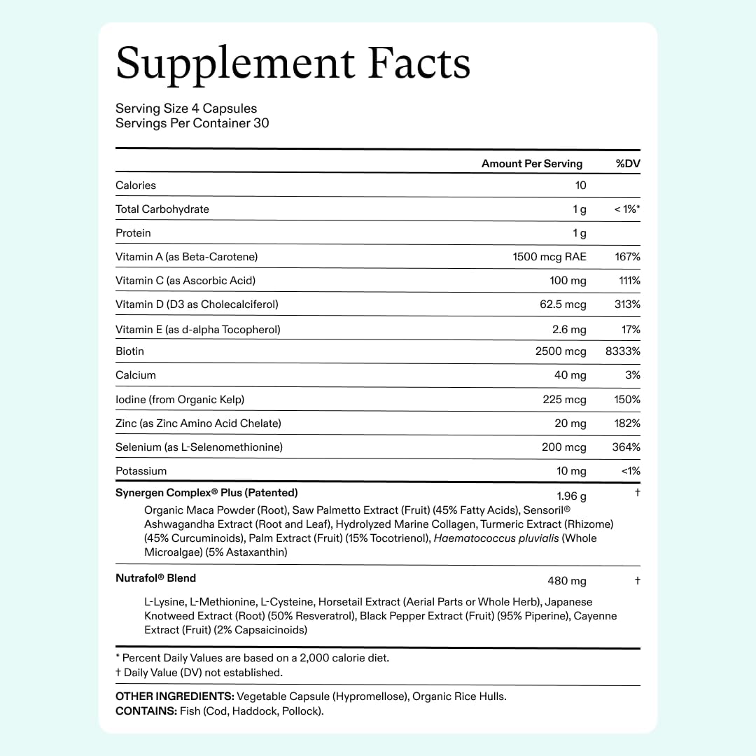Suplemento y suero para el crecimiento del cabello para mujer 45+