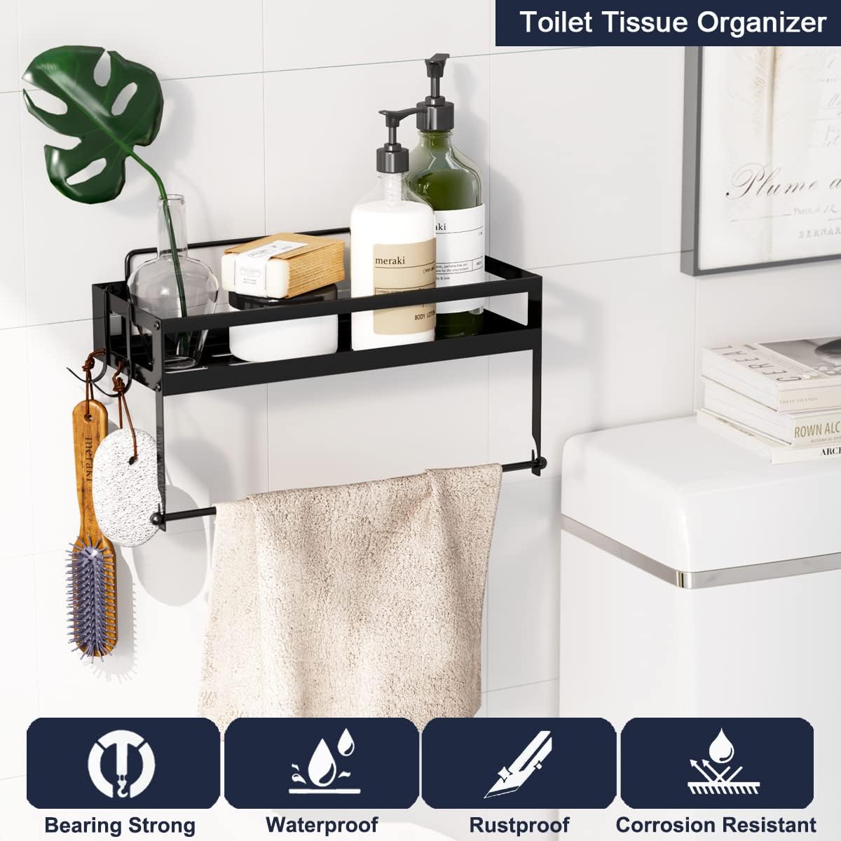Soporte de Toallas de Papel con Estante para Cocina y Baño