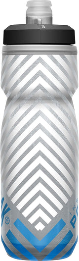 CamelBak Podium Chill - Botella para apretar con aislamiento para aire libre, 21 onzas, rayas grises y azules