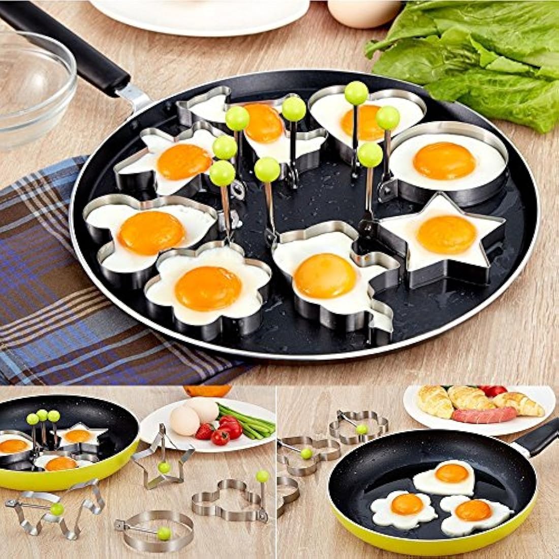 Juego de 8 moldes para huevos fritos antiadherentes