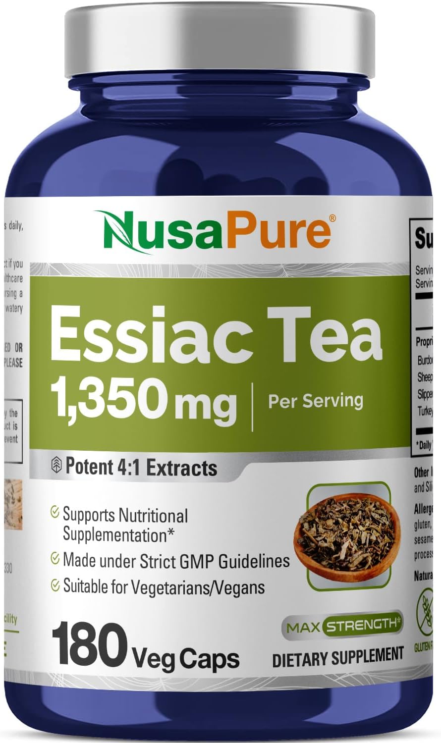 Suplemento Té Essiac 1350 mg 180 cápsulas vegetales sin OMG
