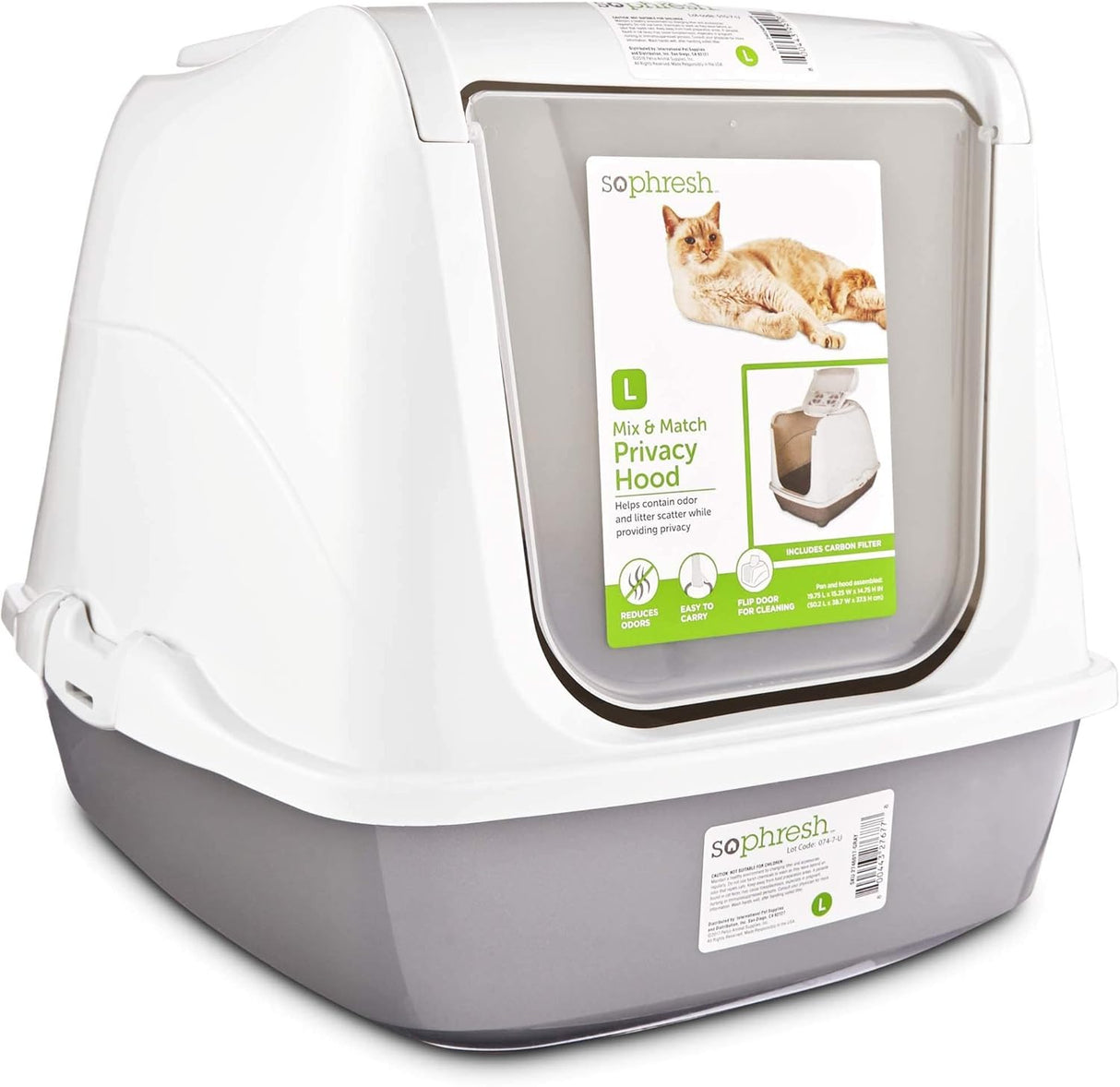 Caja de arena gris abierta para gatos grande So Phresh