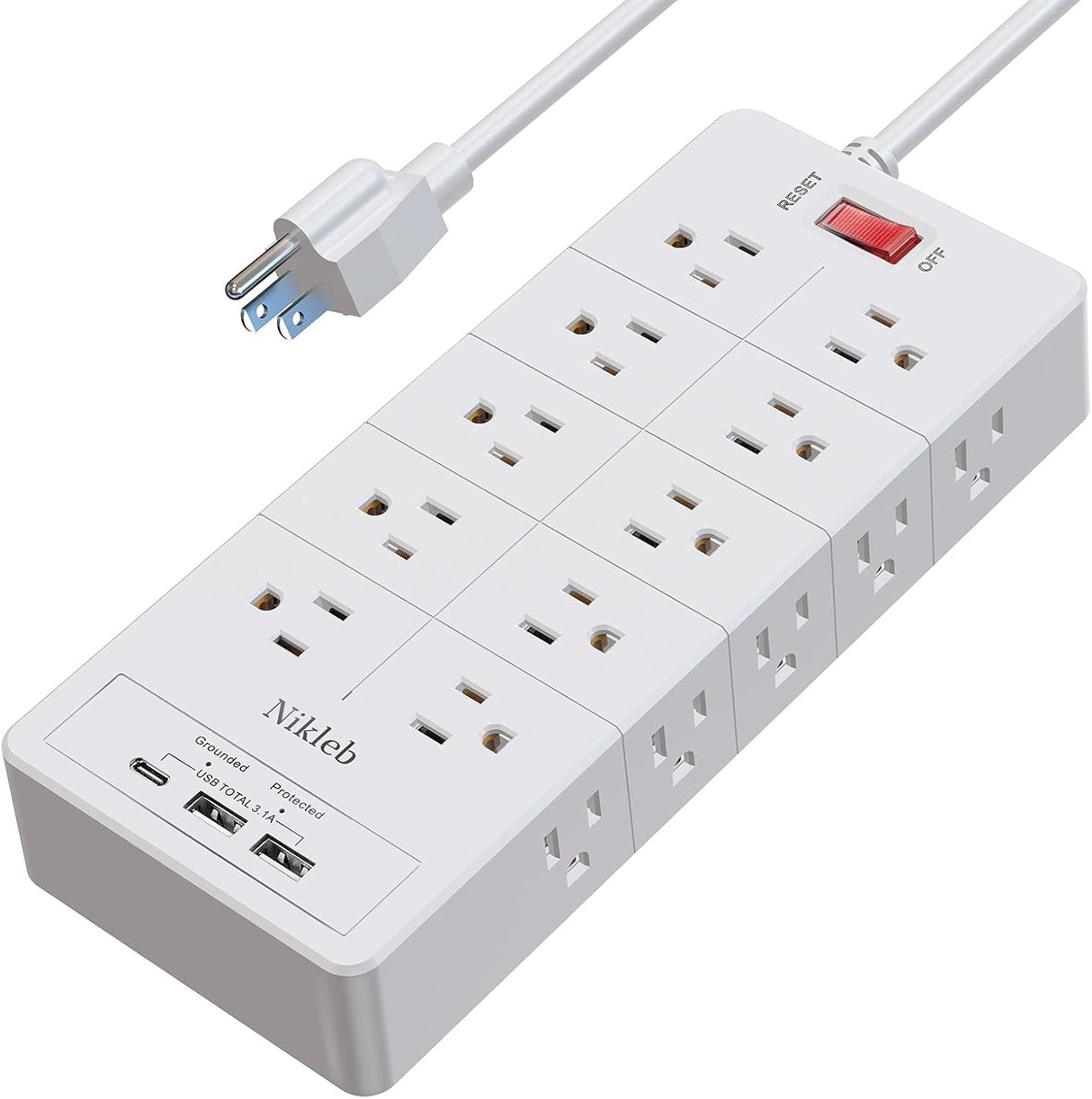 Protector de sobretensiones 23 en 1, cable de extensión de 6 pies