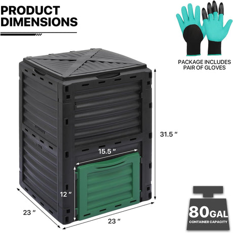 Compostador MoNiBloom 80 Gal, BPA Free, Rotatorio, Exterior