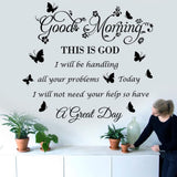 Vinilos de Pared Religiosos Good Morning This is God Flores y Mariposas