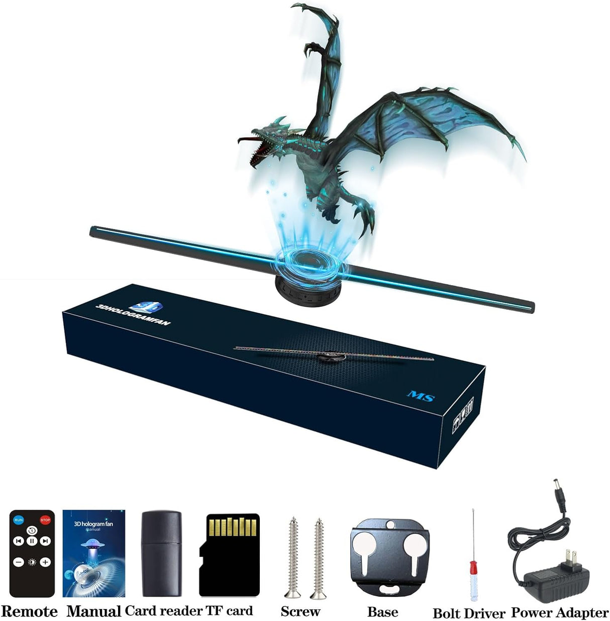Ventilador Holográfico 3D Missyou, 16.5 Proyector 700 Videos