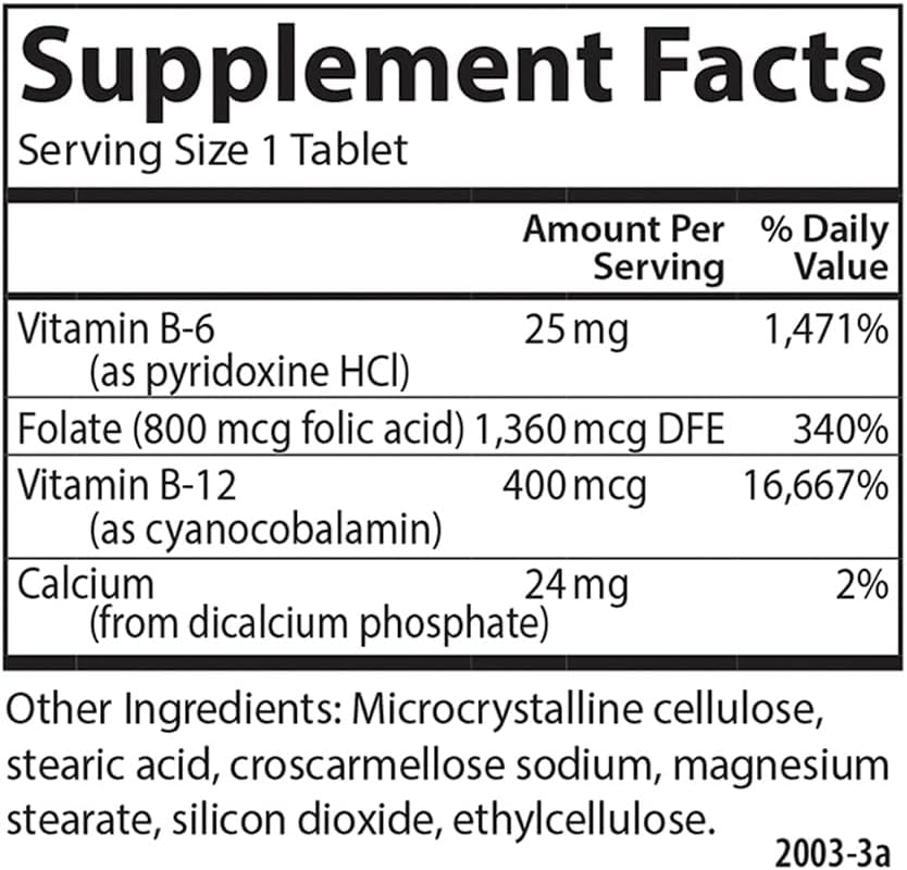 Carlson Tri-B, Complejo de vitamina B 25 mg de vitamina B-6