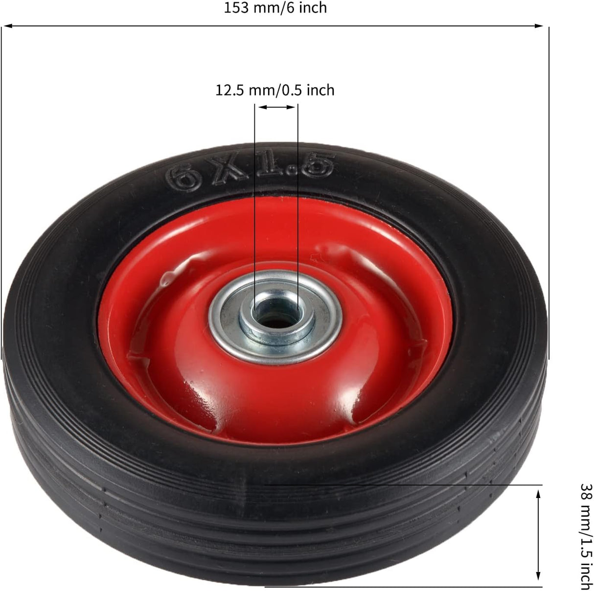 Ruedas de Carretilla 2pcs XJY001, 6in, 1.5in, Rodamientos