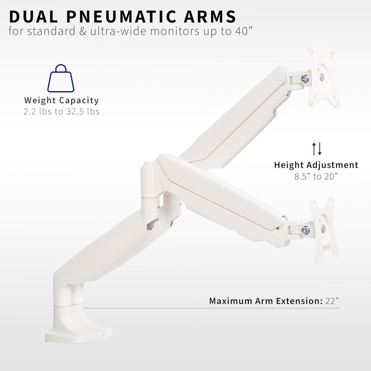 Soporte Doble para Monitores VIVO, hasta 40 y 32.5 lbs, STAND-V202QW