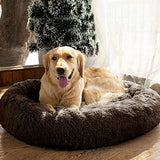 Cama calmante para perros de piel sintética, Marrón MFOX