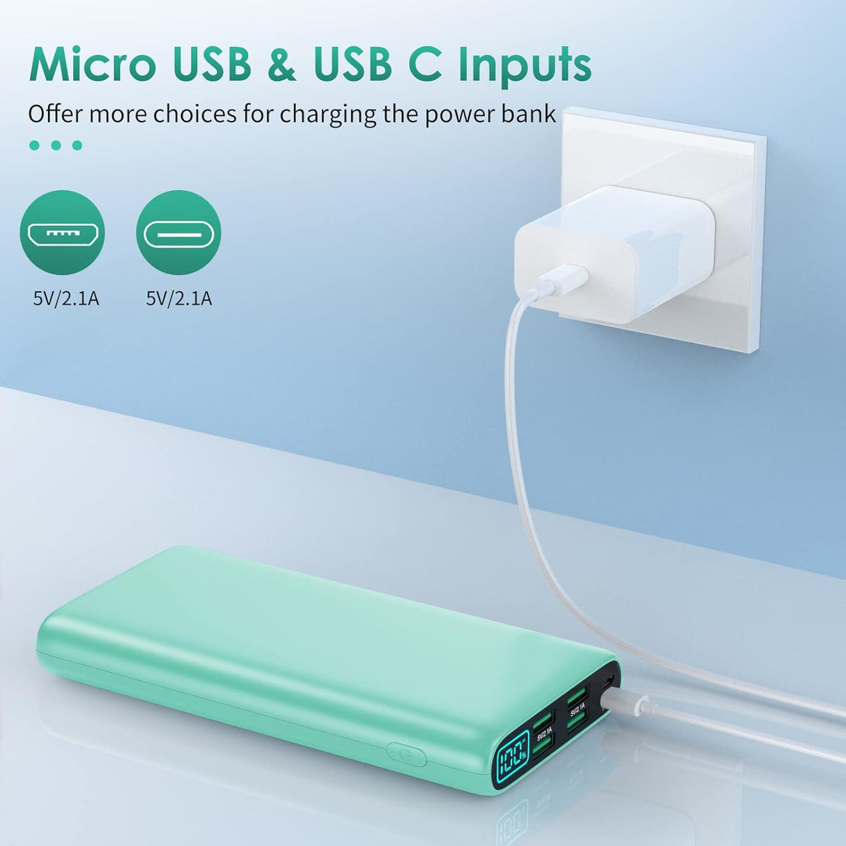 Cargador portátil de 38800 mAh pantalla LCD verde