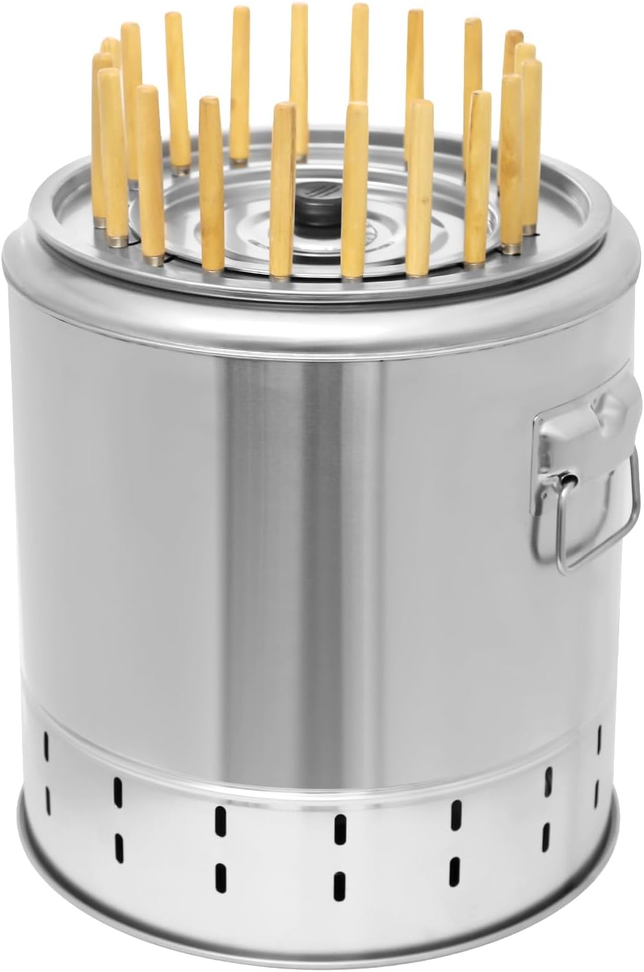 Parrilla portátil sin humo, acero inoxidable, 20 pinchos, 10.2