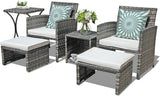 OC Orange-Casual Juego de muebles de patio de 6 piezas con otomana, juego de silla y mesa de mimbre gris para exteriores, muebles de balcón para apartamentos, color blanco