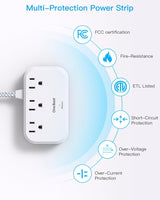 Cruise Essentials, cable de extensión plano de 5 pies, 3 tomas