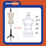 Maniquí femenino ajustable 53-67 con base de madera