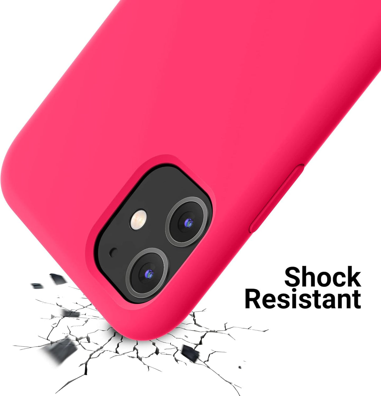 OTOFLY Funda de silicona suave diseñada para iPhone 11, [protección contra caídas de grado militar] [forro de microfibra antiarañazos] Funda protectora a prueba de golpes, funda delgada de 6.1 pulgadas, rosa neón
