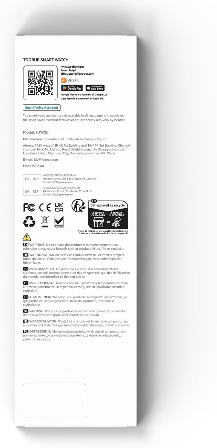 Reloj Inteligente con Alexa, Monitor de Ritmo Cardíaco, IP68