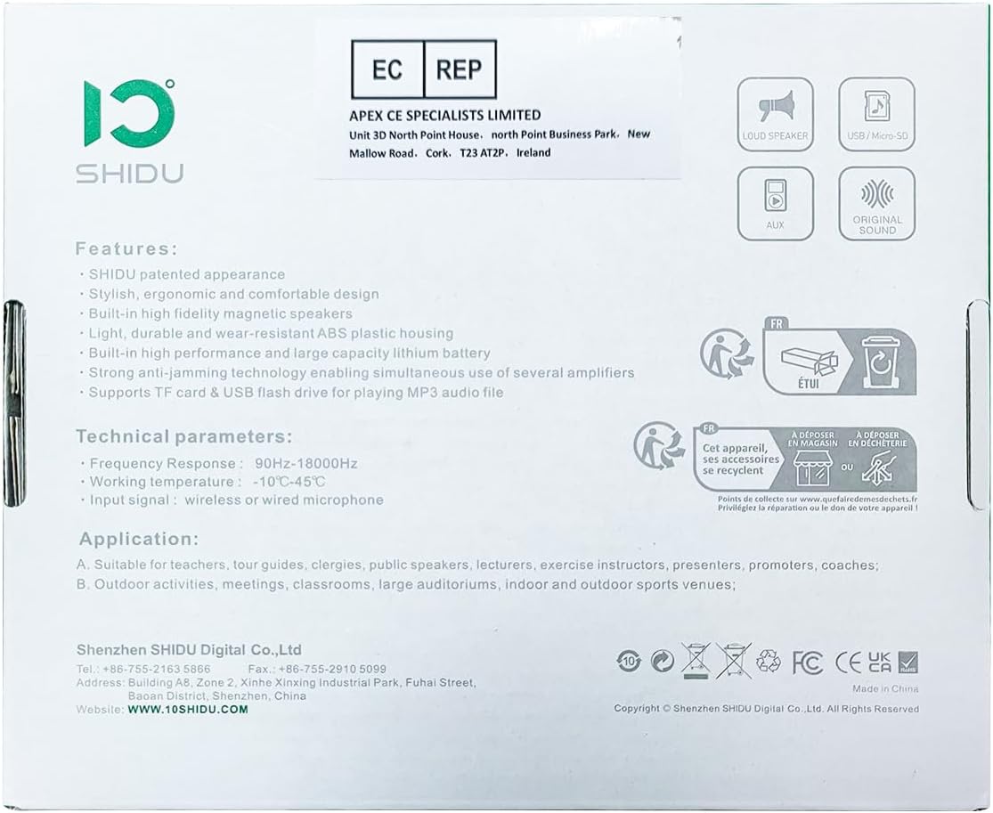 Amplificador de Voz Portátil Bluetooth con Micrófono 10W