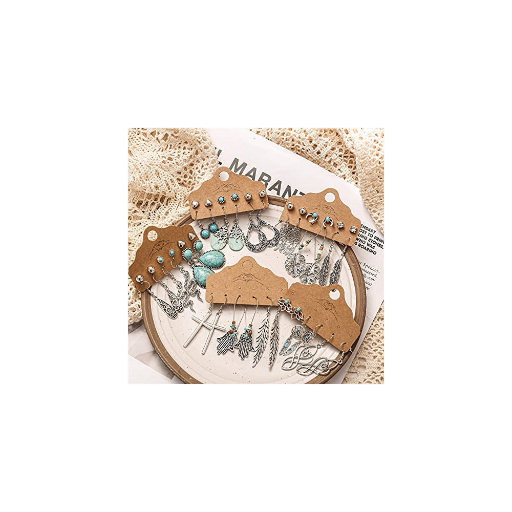 Aretes colgantes de plata bohemia para mujeres