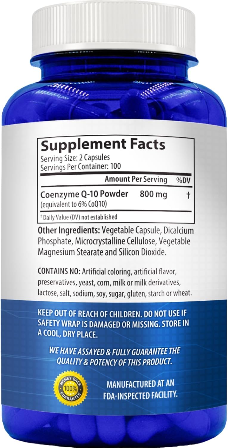 CoQ10 800mg Vegan Cápsulas Suplemento Energía y Corazón