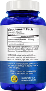 CoQ10 800mg Vegan Cápsulas Suplemento Energía y Corazón