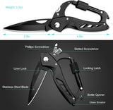 Mosquetón multiherramienta con cuchillo de bolsillo plegable
