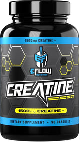 eFlow Creatina Cápsulas, Suplemento de Fuerza 1500mg, 90 cápsulas