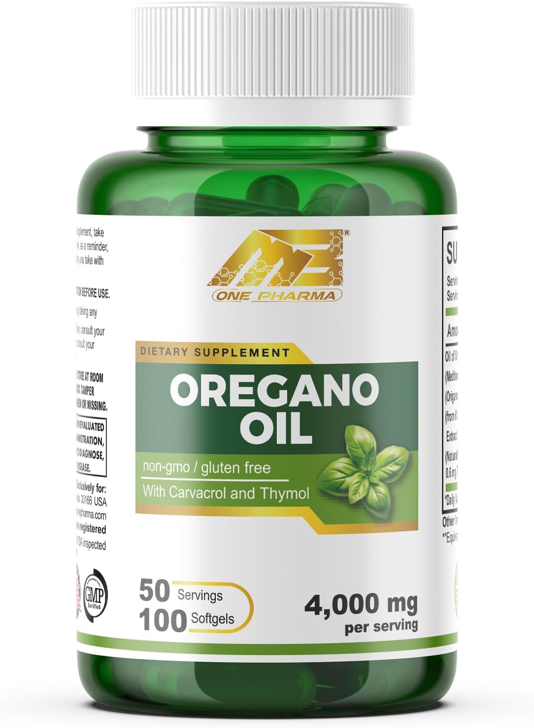 MB One Aceite de Orégano 4000mg - Extracto 65:1, Carvacrol, 100 cápsulas