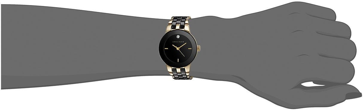 Reloj de pulsera de cerámica con esfera dorada y negro de