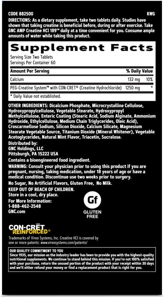 GNC AMP HCl 189, 120 comprimidos