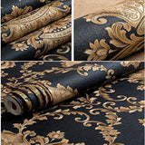 Papel vinilo estilo Damasco negro(1.7 ft x 32.8 ft)