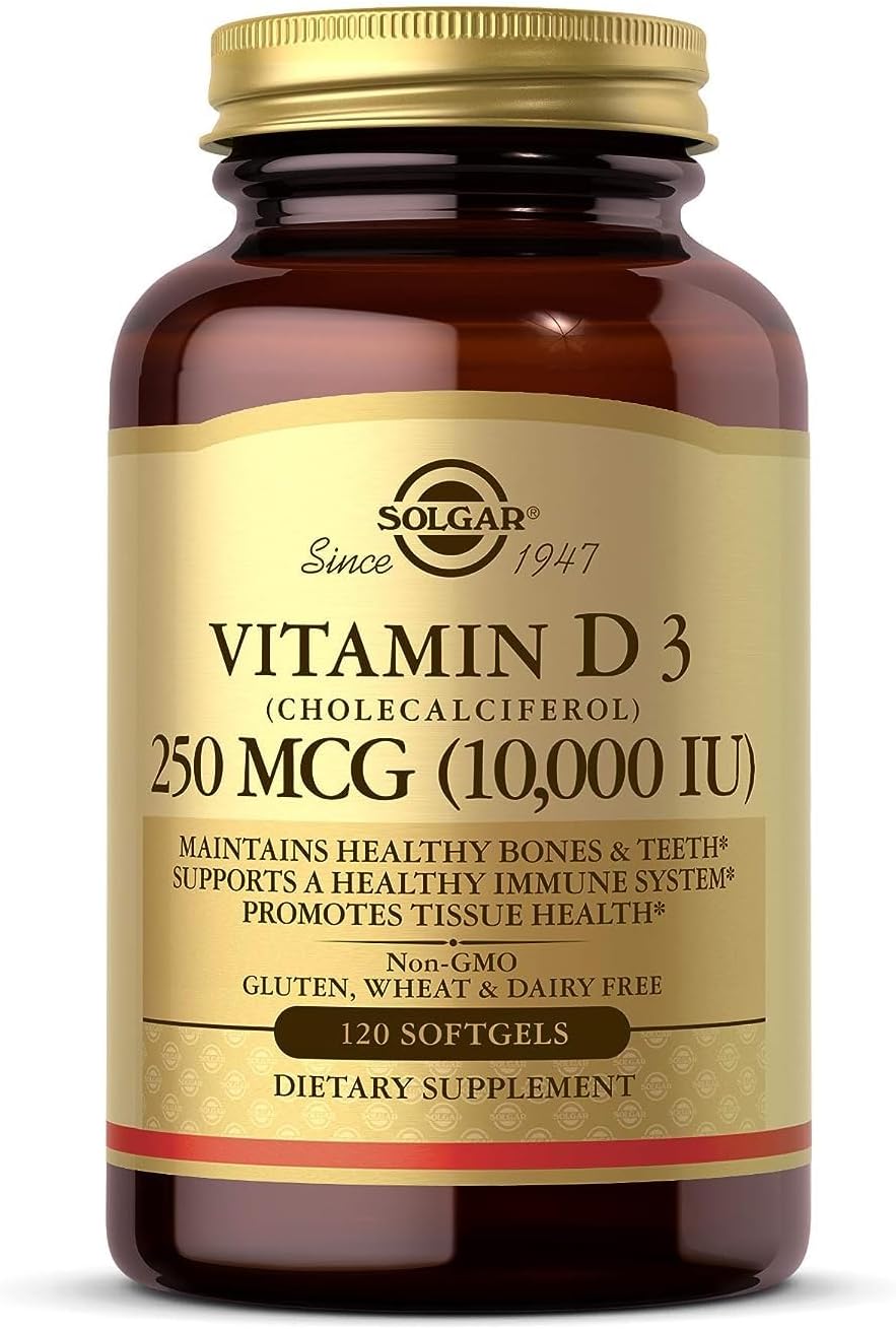 Suplemento Solgar Vitamina D3 colecalciferol 250 MCG 120 und