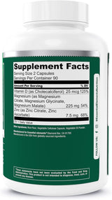 Magnesium & Zinc con D3 para Sueño, Inmunidad y Huesos - 3 Meses