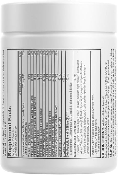 Suplemento Clearface  vitaminas A C D3 E  ácido pantoténico